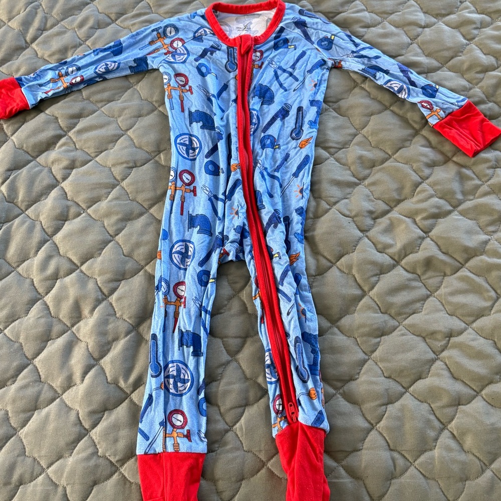 Kids One Piece Bamboo Pajamas Footie - Grunt Baby Apparel “Cool Summer”